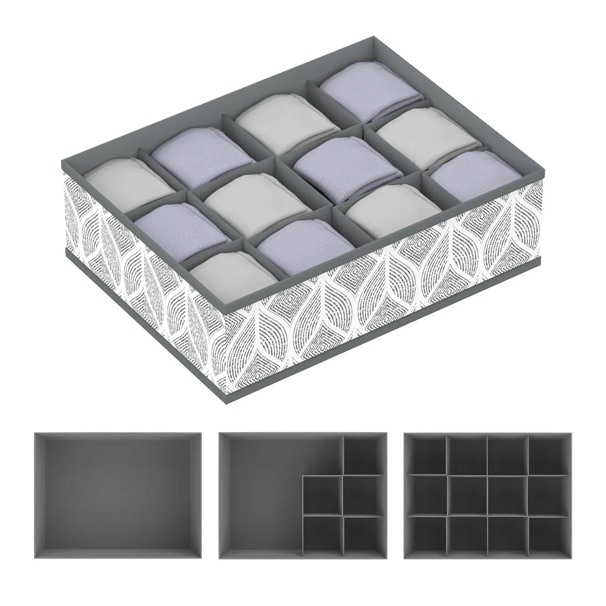 6L Grey Sock Organizer-12 Grid Image