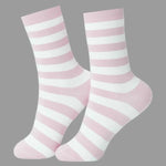 Free Light Pink Striped high cut socks for Women Image