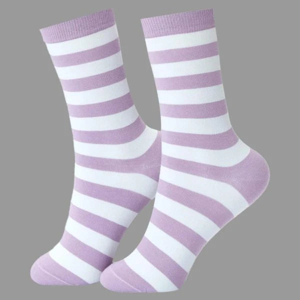 Free Purple Striped high cut socks for Women Image