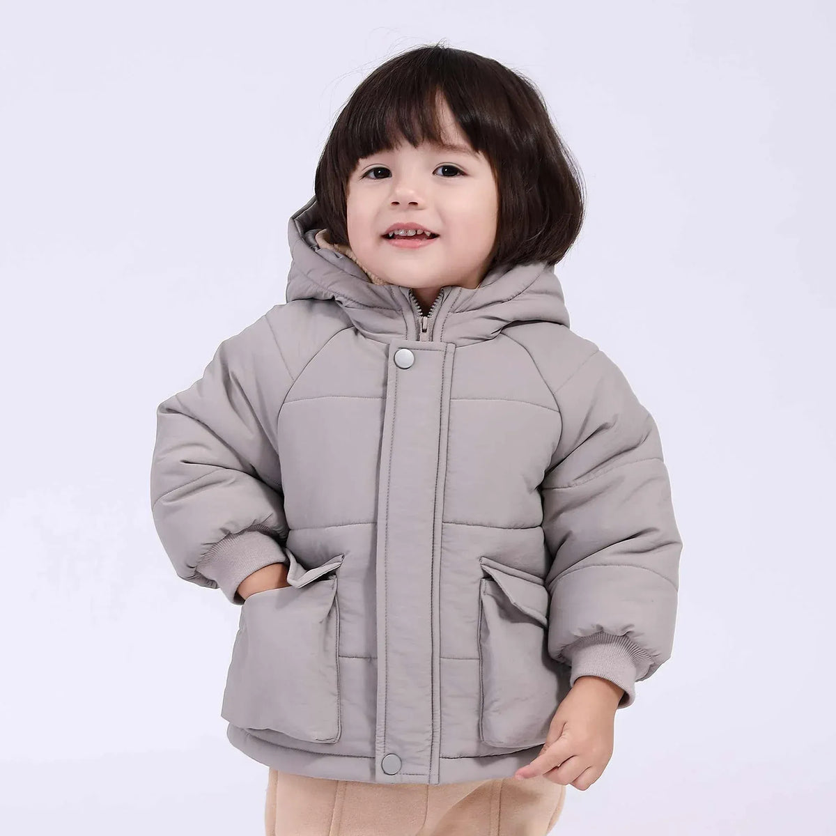 جاكيت مبطن بجيوب وغطاء رأس للمواليد الأولاد