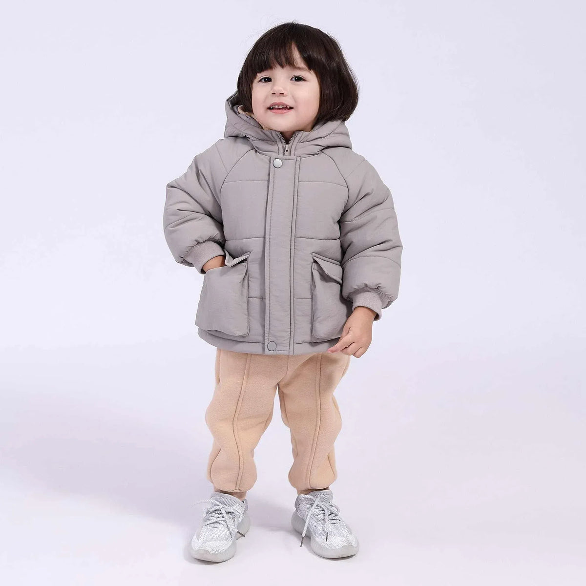 جاكيت مبطن بجيوب وغطاء رأس للمواليد الأولاد