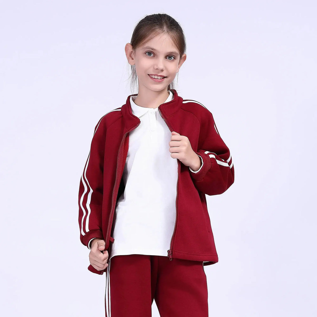Maroon Printed School Jacket For Girls Image