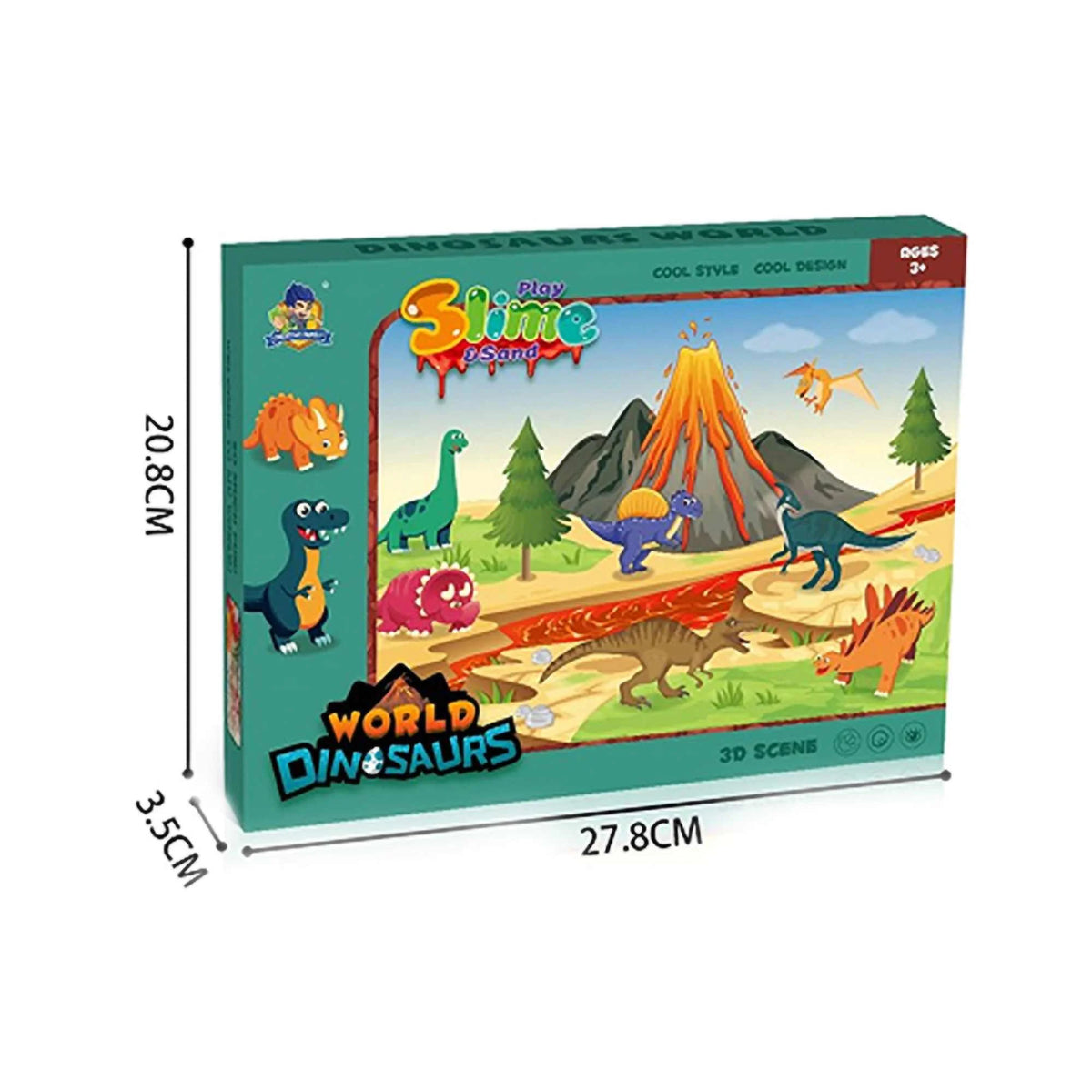 3-8Y Multicolor 3D Scene Of Dinosaurs Image