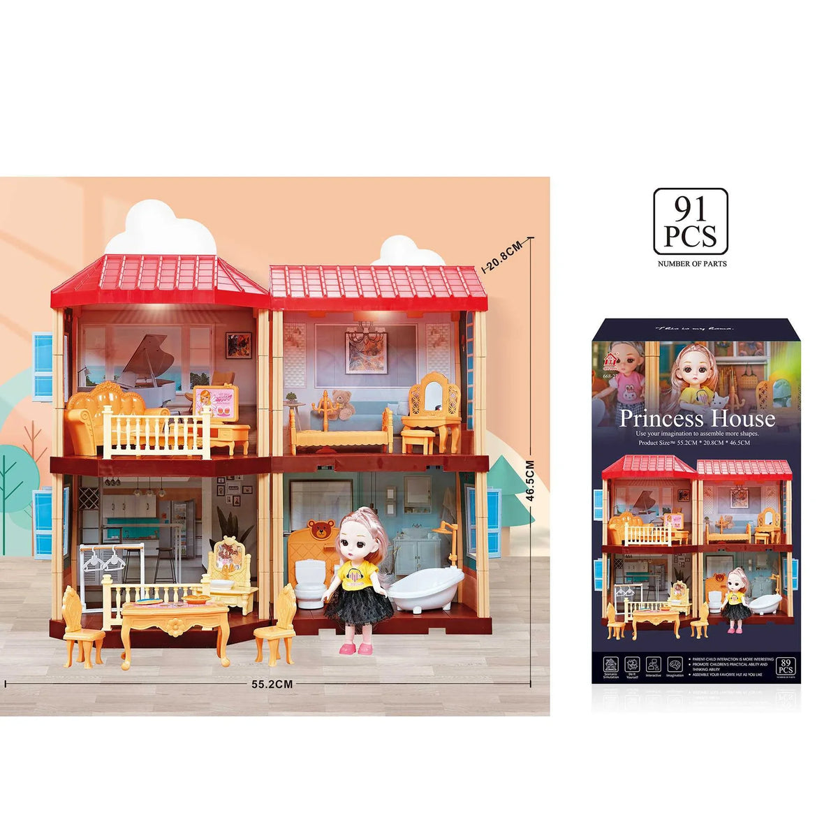 1-3Y Multicolor Villa House With Light for Girls Image