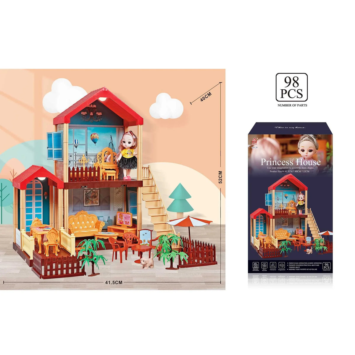 1-3Y Multicolor Villa House With Light for Girls Image