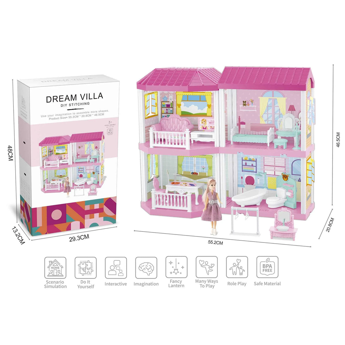 1-3Y Pink Diy Self-Installed Villa for Girls Image