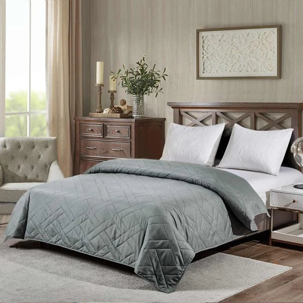 Free Gray Plain Bedspread Image