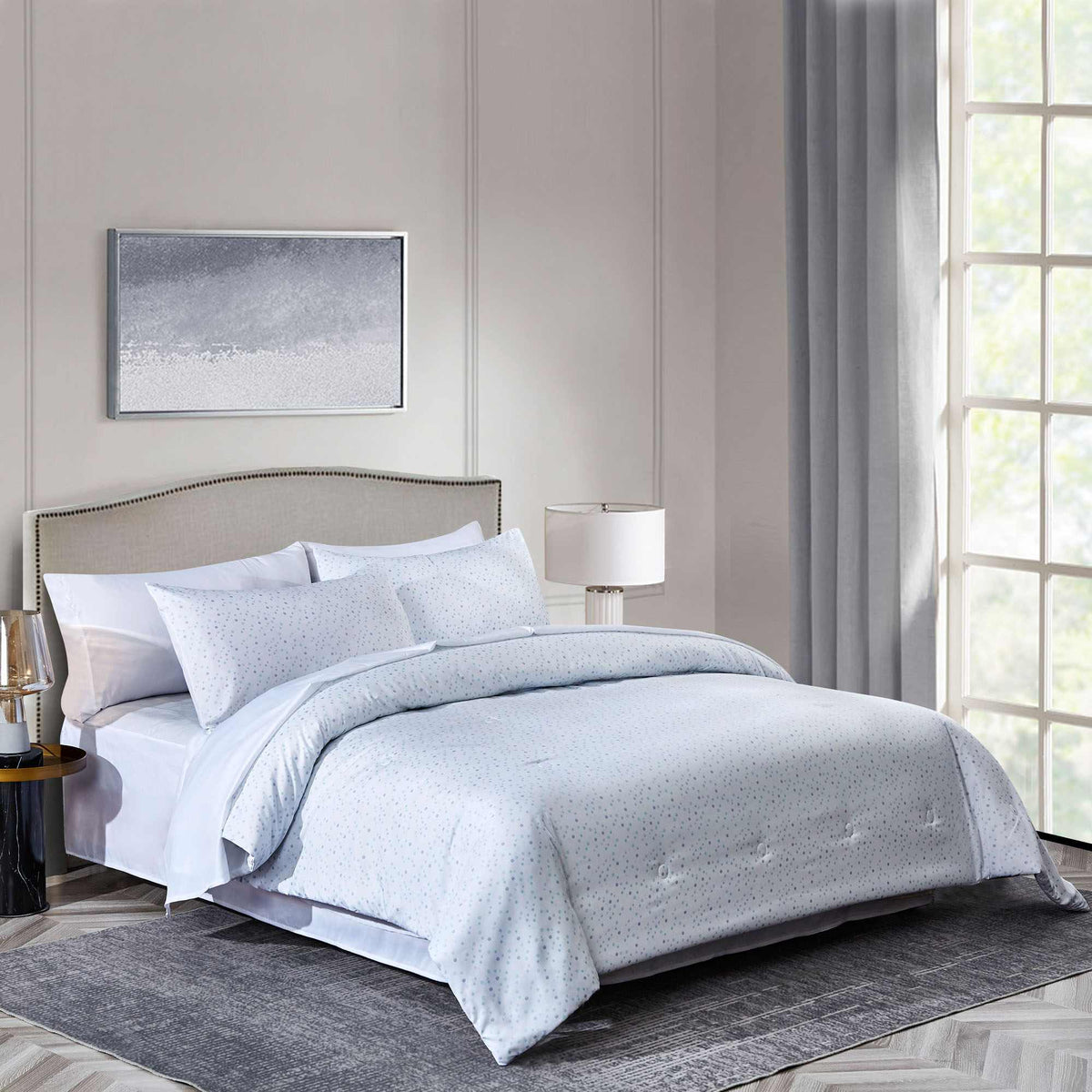 Free Gray Green dots 8PCS Comforter Set Image