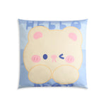 Free Blue Cushion Cat Face Design Image