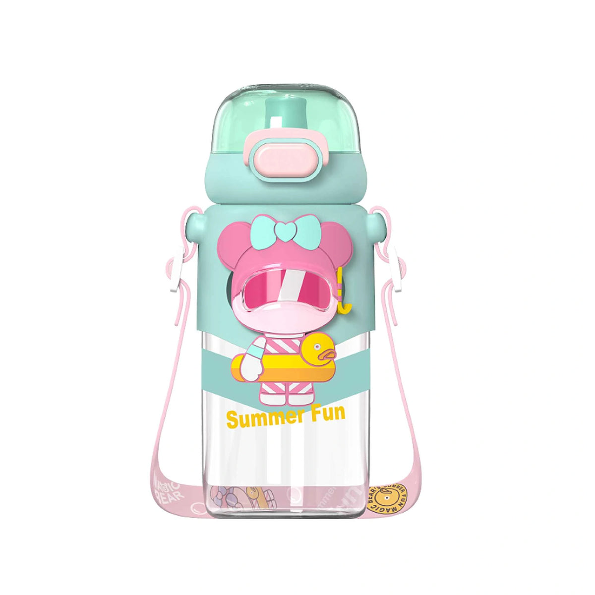 600ml Pink Green plastic bottle Image