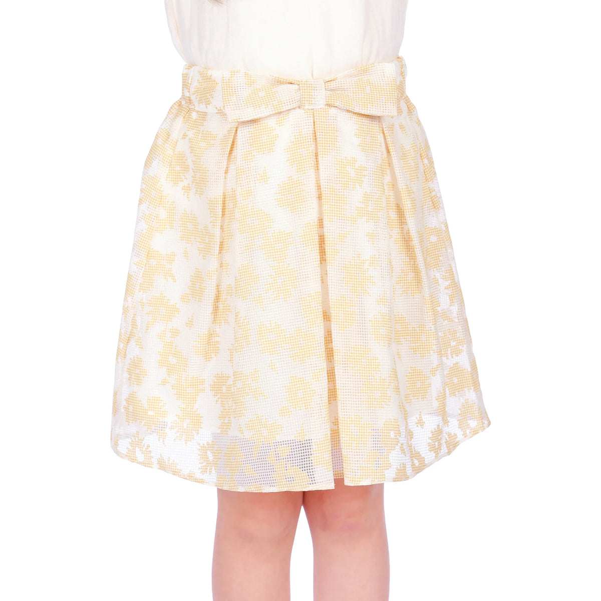 Beige Yellow Floral Classic Skirt for Girls Image