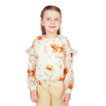 Beige Floral Classic Blouse for Girls Image