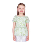 Light Green Floral Classic Blouse for Girls Image