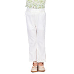 Off White Plain Classic Pants for Girls Image