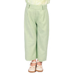 Light Green Solid Classic Pants for Girls Image