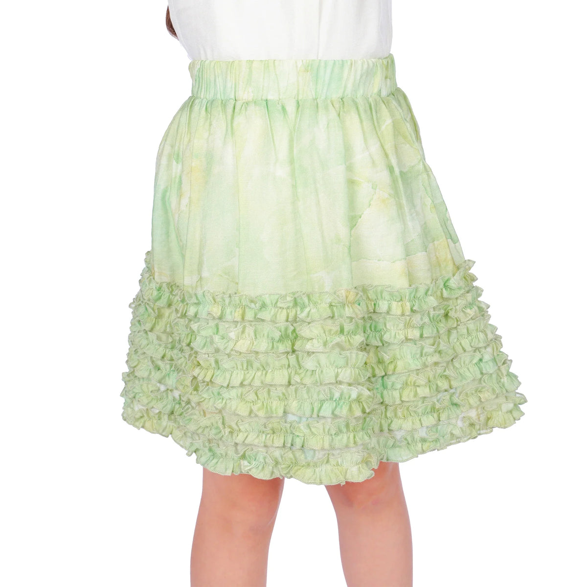 Light Green Printed Classic Skirt for Girls Image