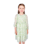 Light Green Floral Classic Dress for Girls Image