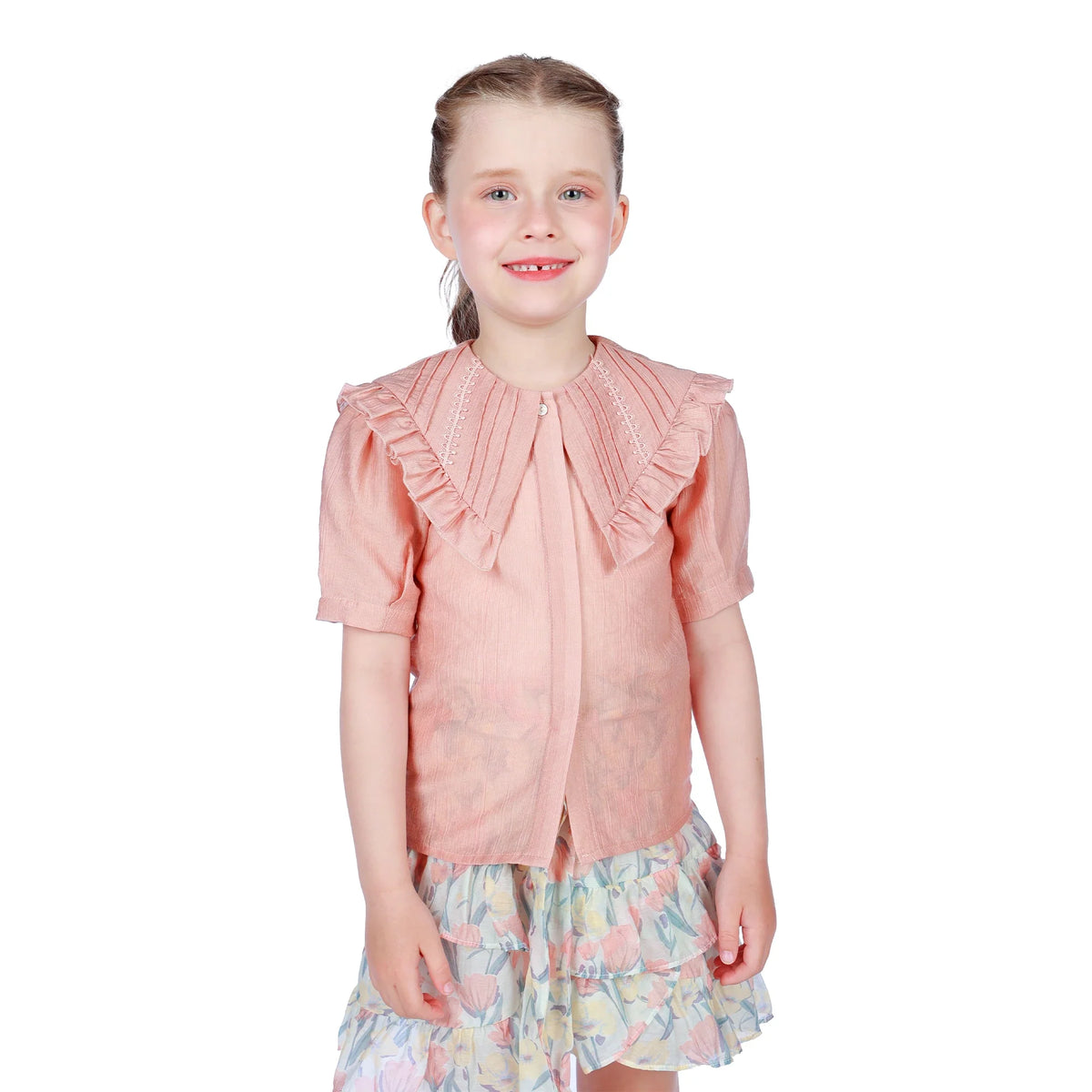 Dark Pink Plain Classic Shirt for Girls Image