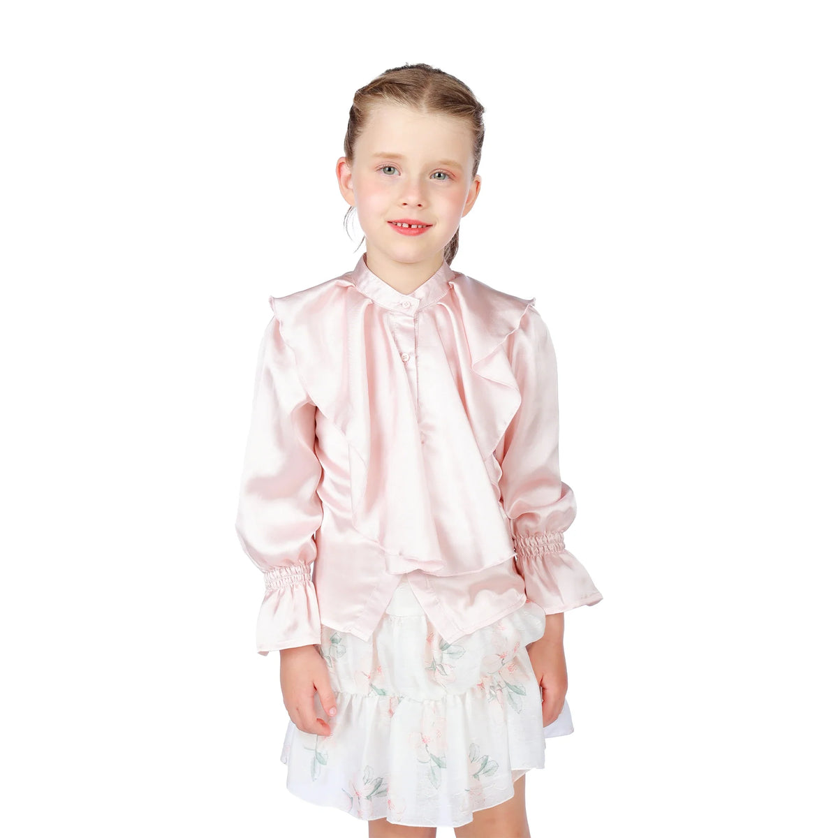 Light Pink Plain Classic Shirt for Girls Image