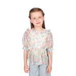 Light Pink Floral Classic Blouse for Girls Image