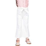 Off White Plain Classic Pants for Girls Image