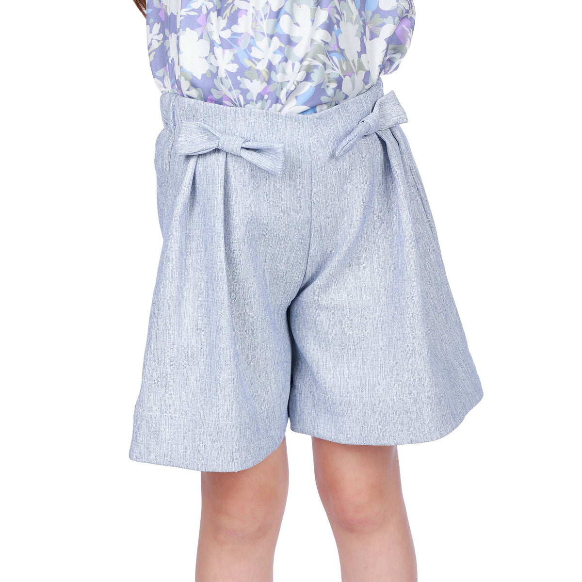 Blue Purple Solid Classic Shorts for Girls Image