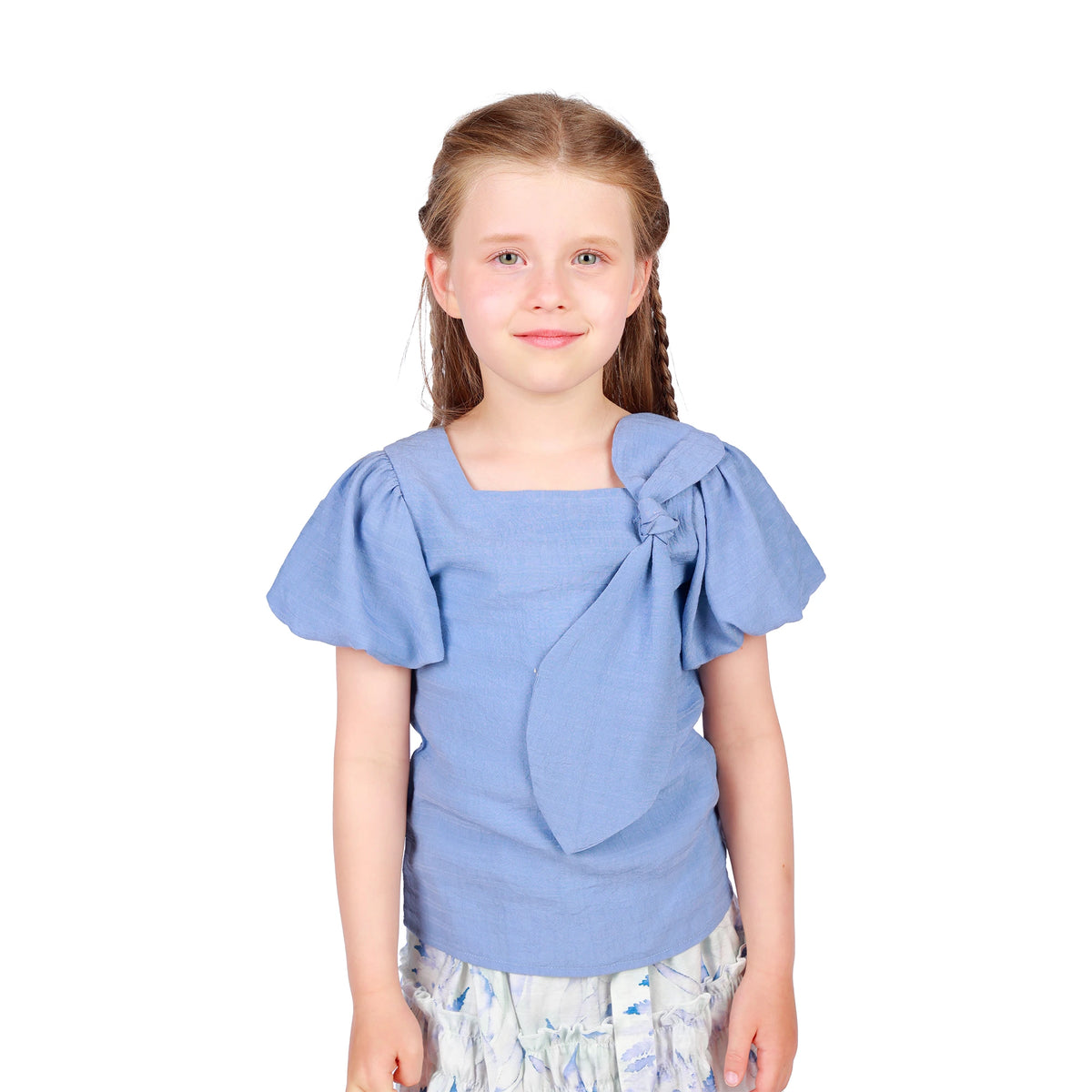 Blue Purple Jacquard Classic Blouse for Girls Image