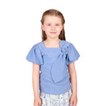 Blue Purple Jacquard Classic Blouse for Girls Image