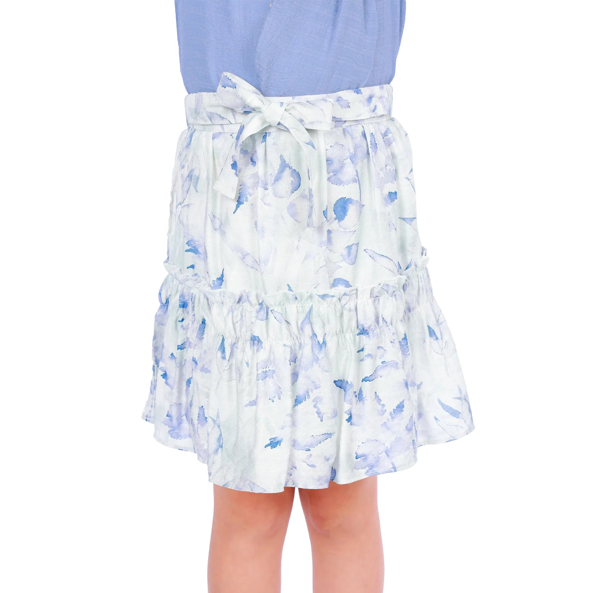 Blue Purple Floral Classic Skirt for Girls Image