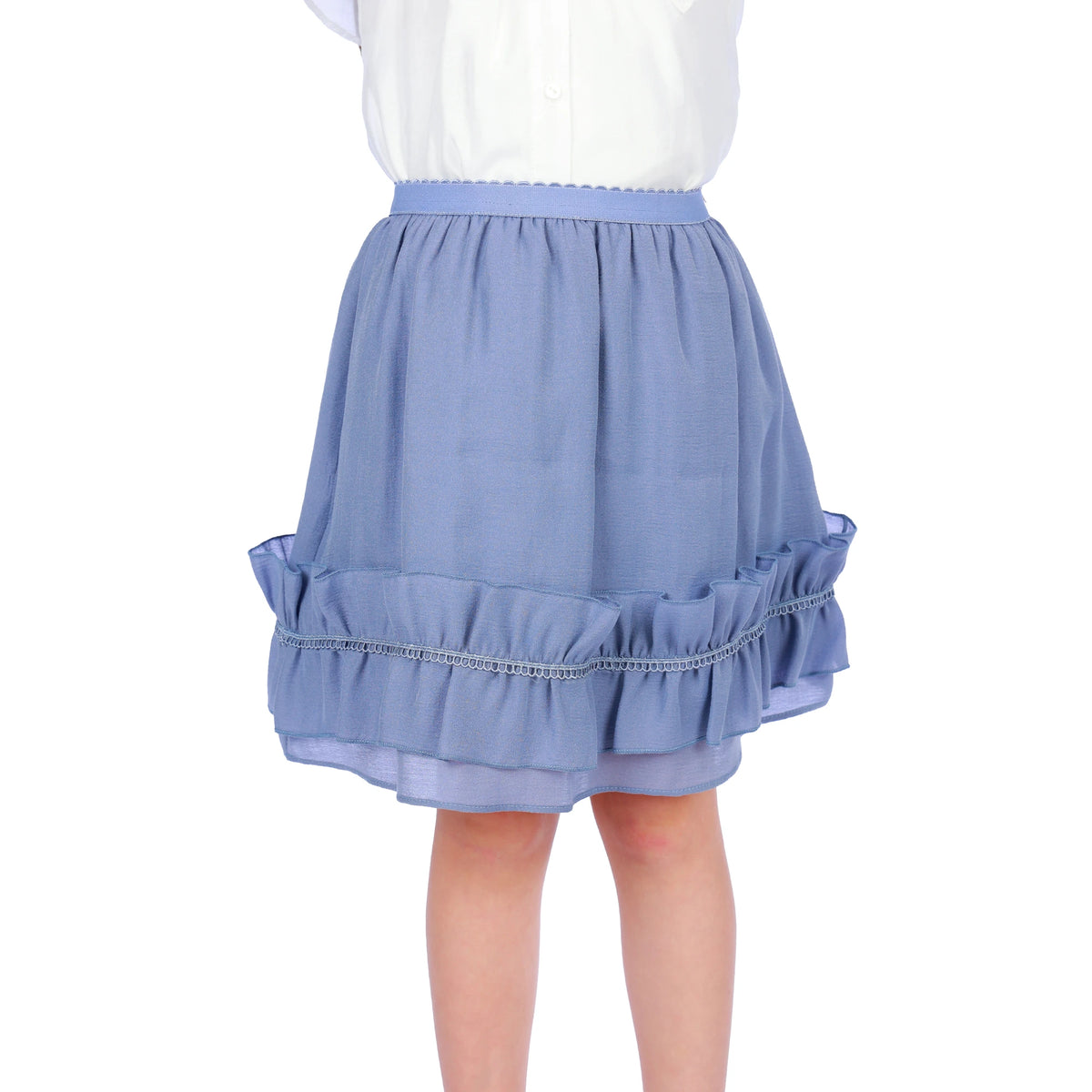 Blue Purple Plain Classic Skirt for Girls Image