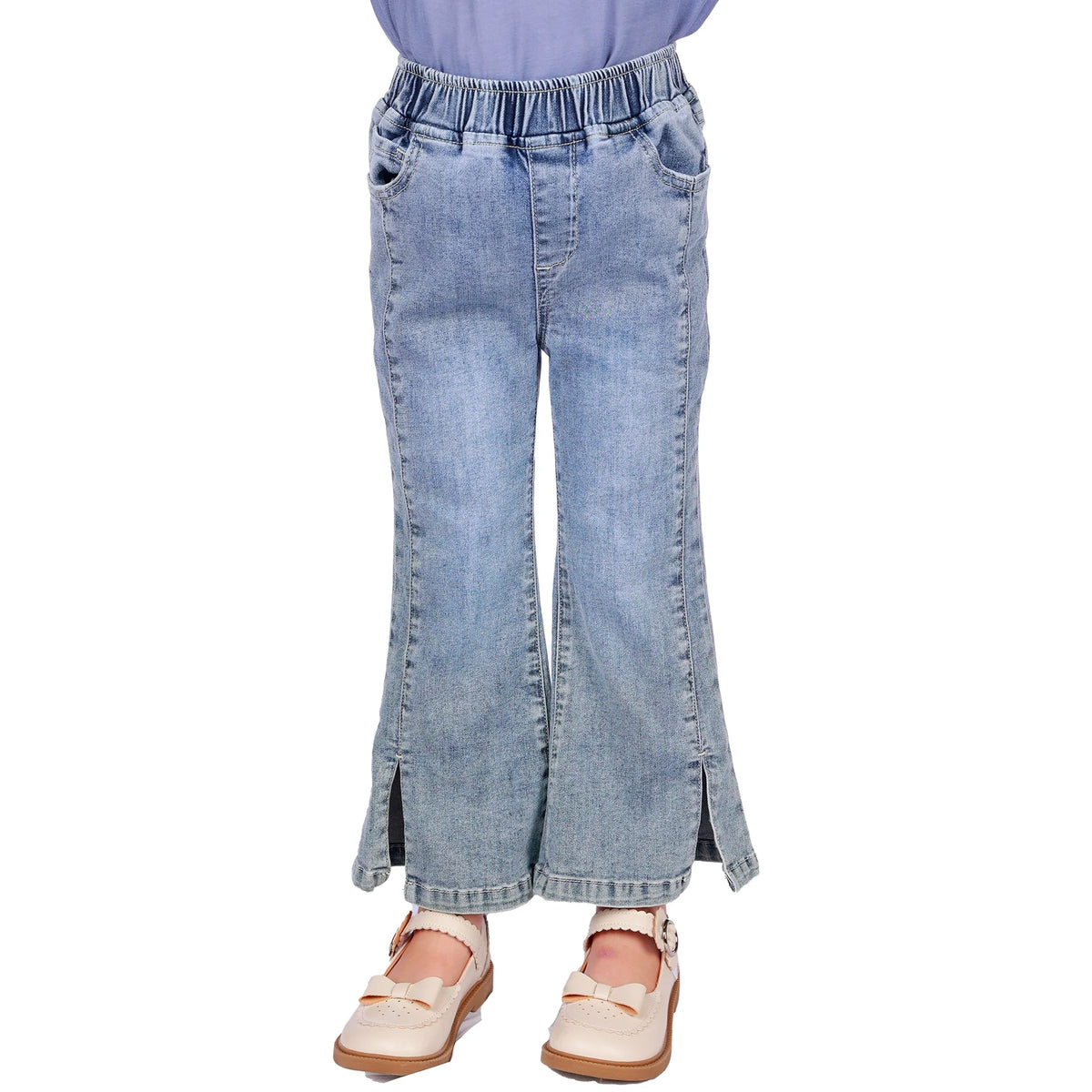 Jeans Blue Washed Jeans Classic Pants for Girls Image