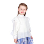 Off White Jacquard Classic Blouse for Girls Image