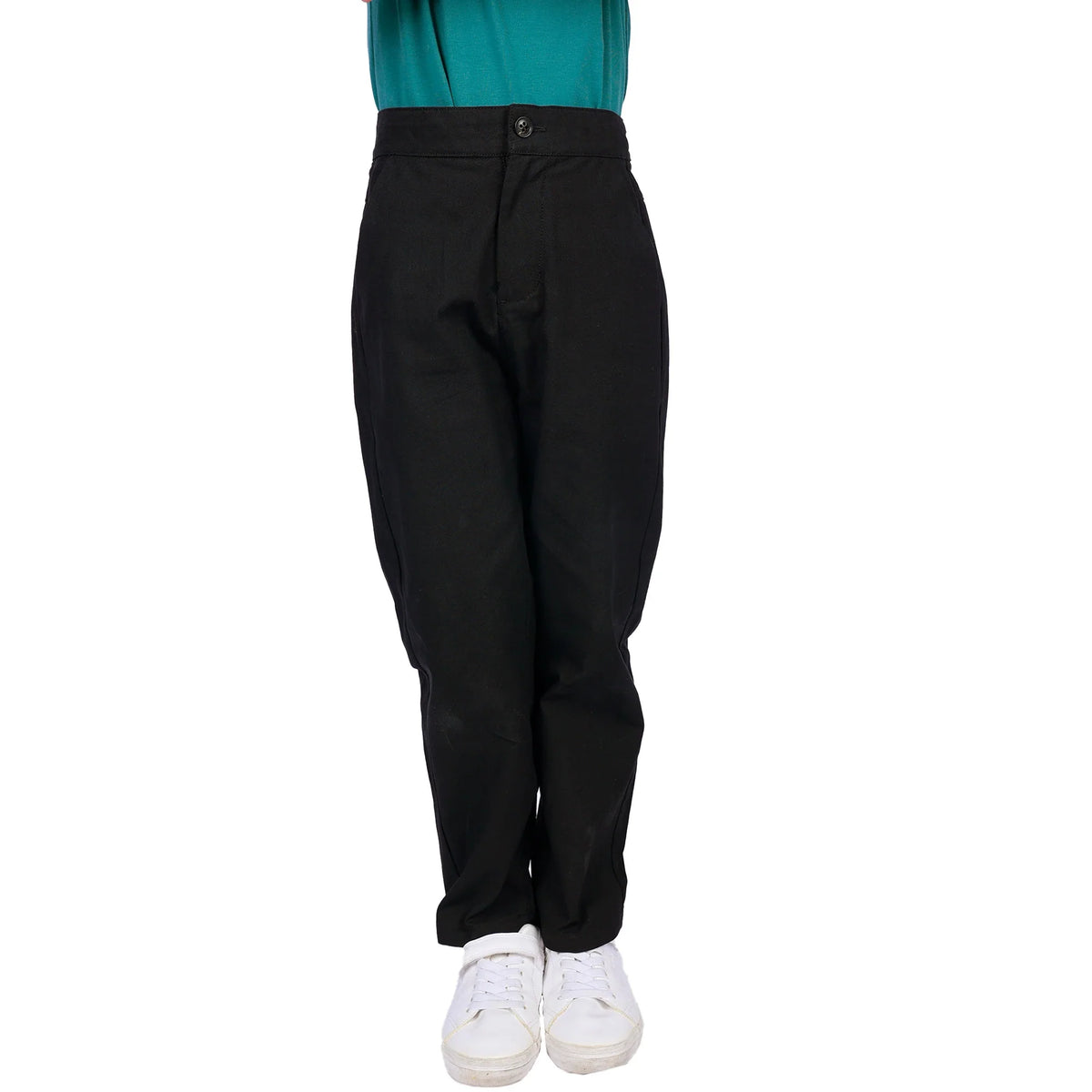 Black Plain Classic Pants for Boys Image