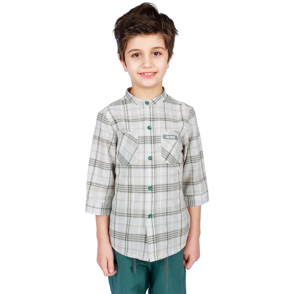 Gray Checked Classic Shirt for Boys Image
