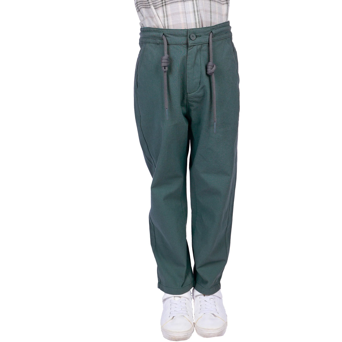 Black Green Plain Classic Pants for Boys Image