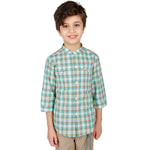 Green Checked Classic Shirt for Boys Image