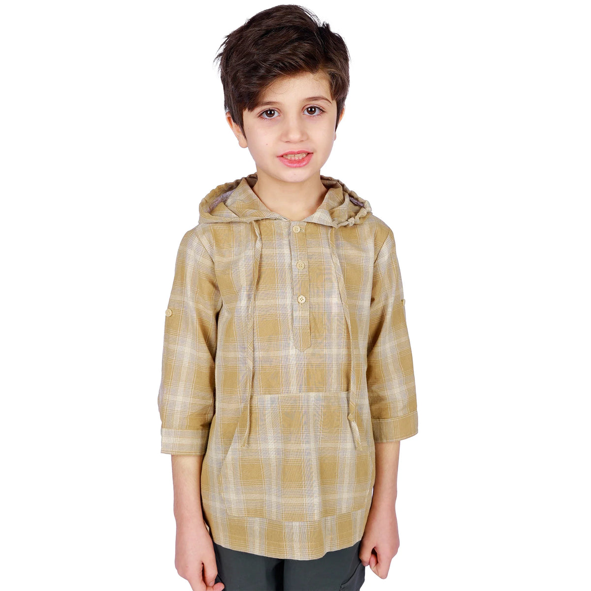 Khaki Checked Classic Blouse for Boys Image