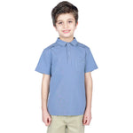 Gray Blue Printed Classic Polo Shirt for Boys Image