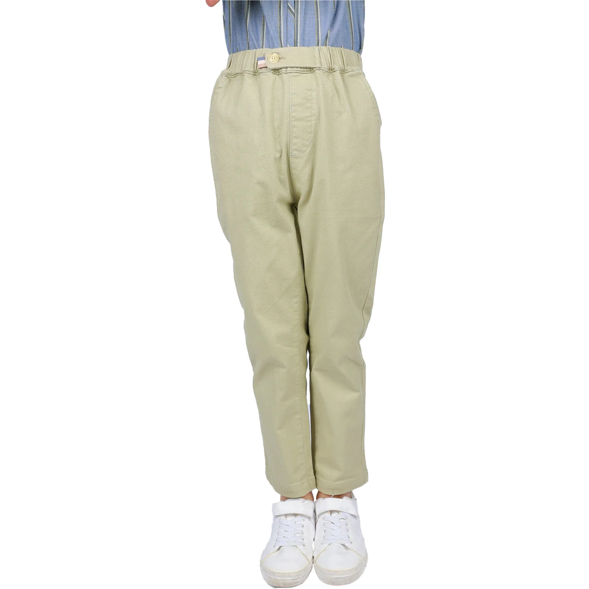 Tea Green Plain Classic Pants for Boys Image