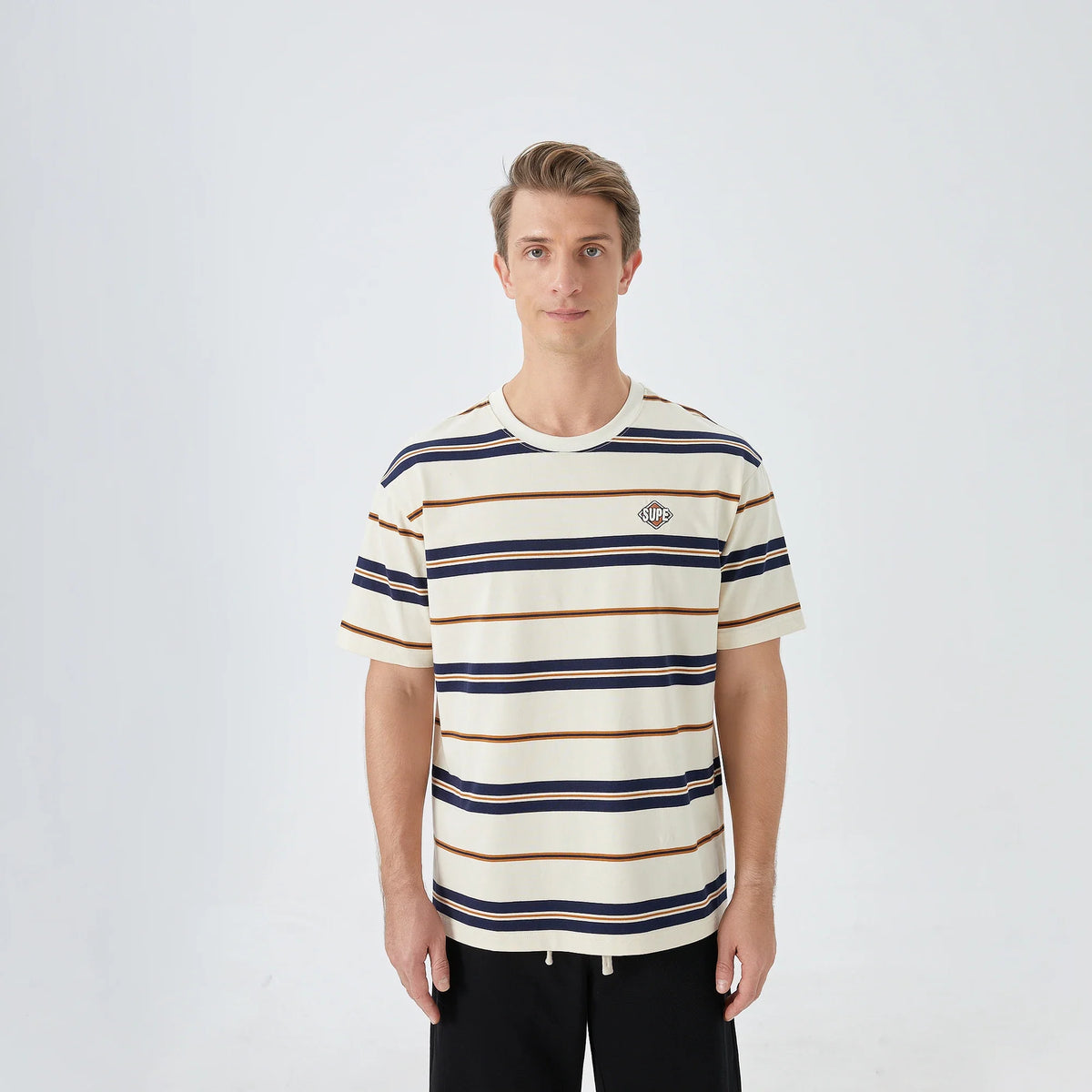 White Striped Street Look T.Shirt for Men Image