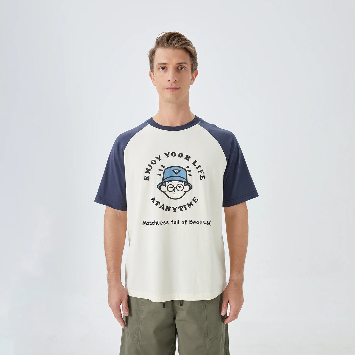 Navy Printed Street Look T.Shirt for Men Image