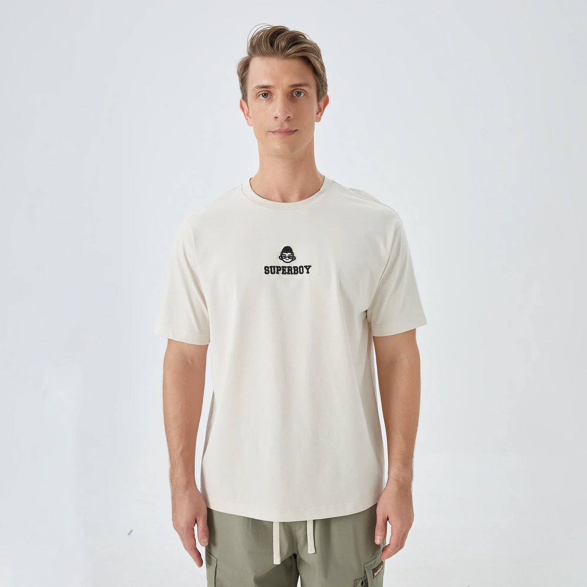 Gray White Printed Street Look T.Shirt for Men Image
