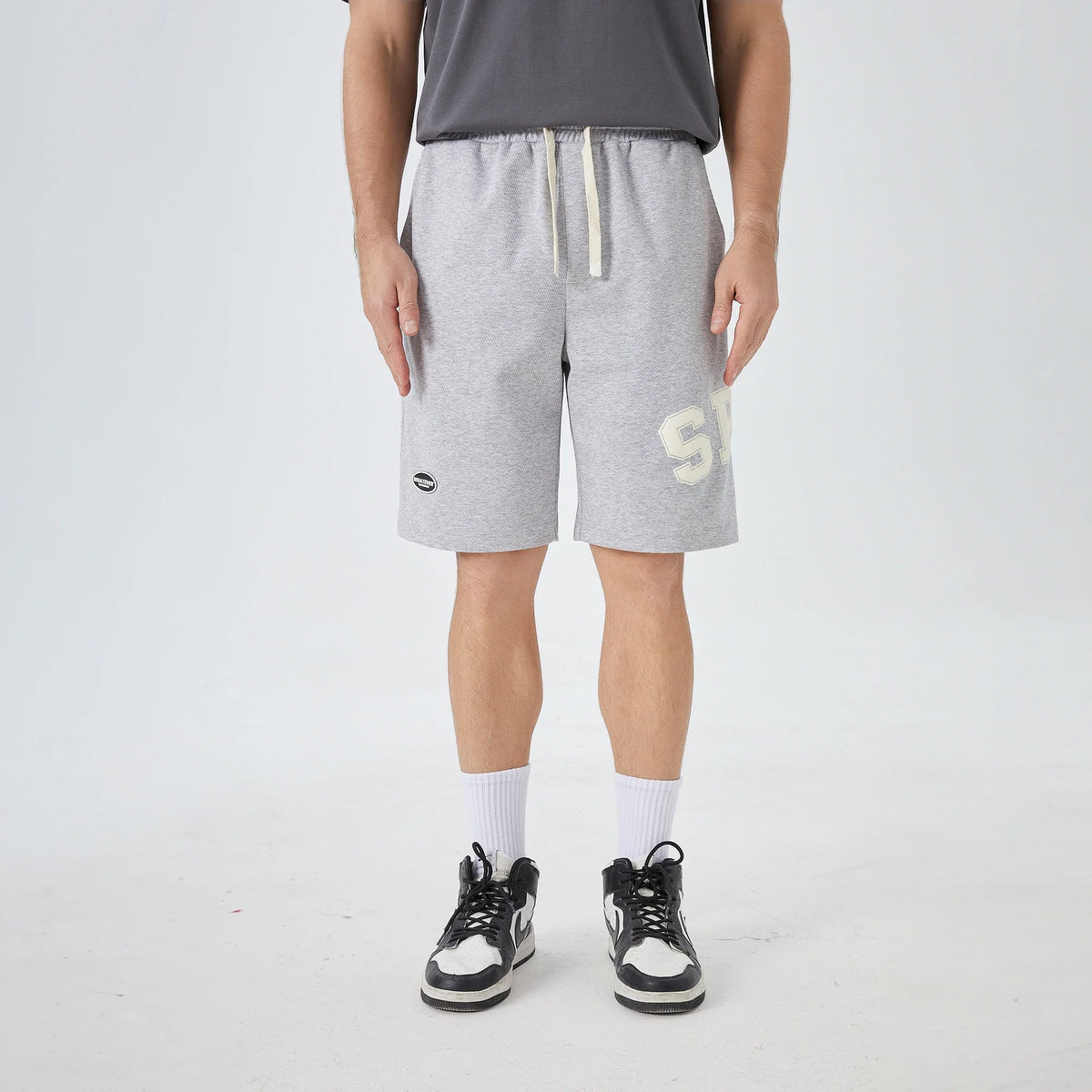 Light Gray Printed Street Look Shorts for Men Image