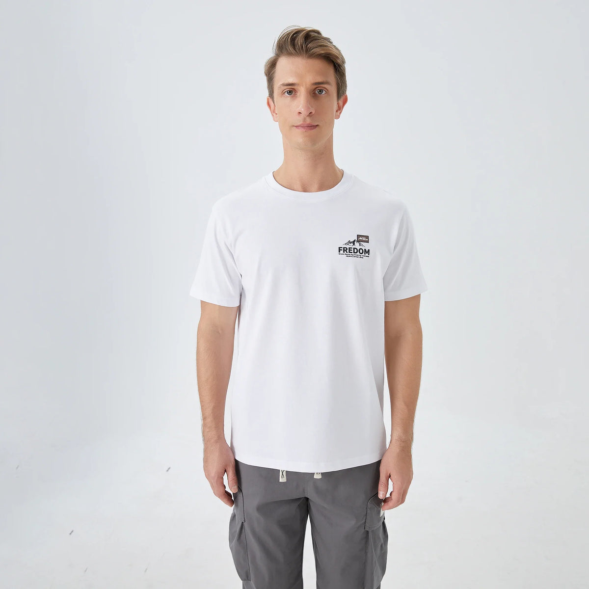 Bleached White Printed Street Look T.Shirt for Men Image