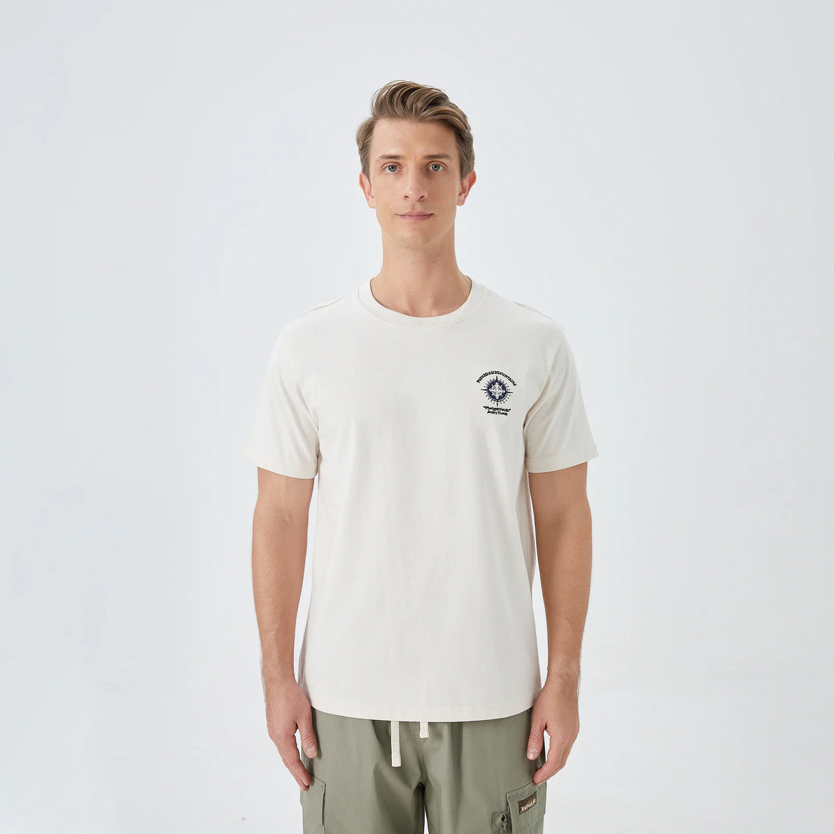 Gray White Printed Street Look T.Shirt for Men Image