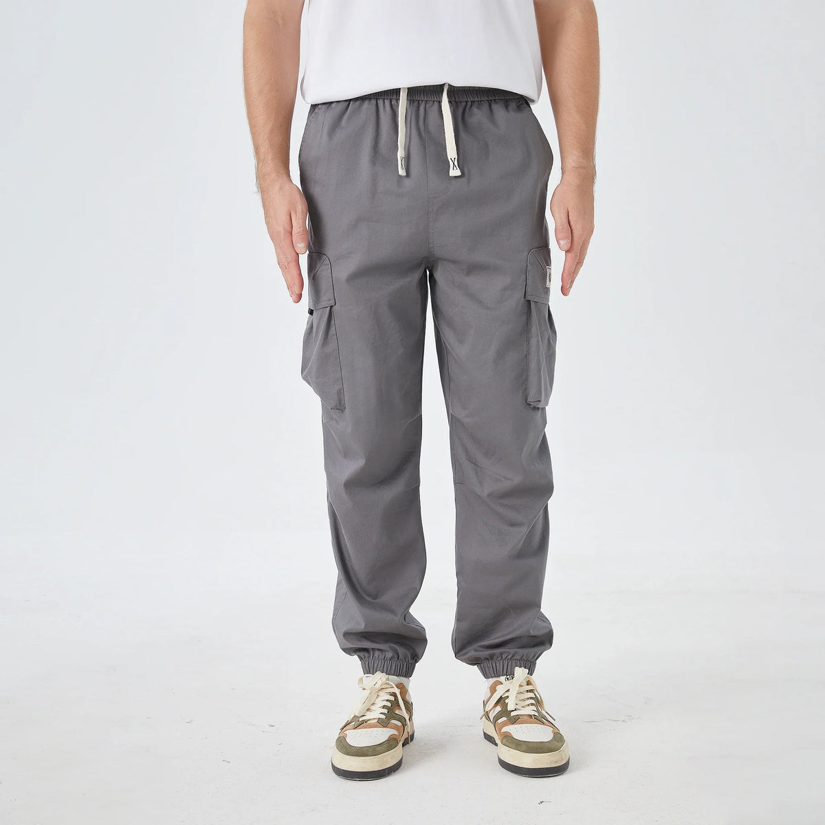 Dark Gray Badge Street Look Pants for Men Image