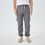 Dark Gray Badge Street Look Pants for Men Image