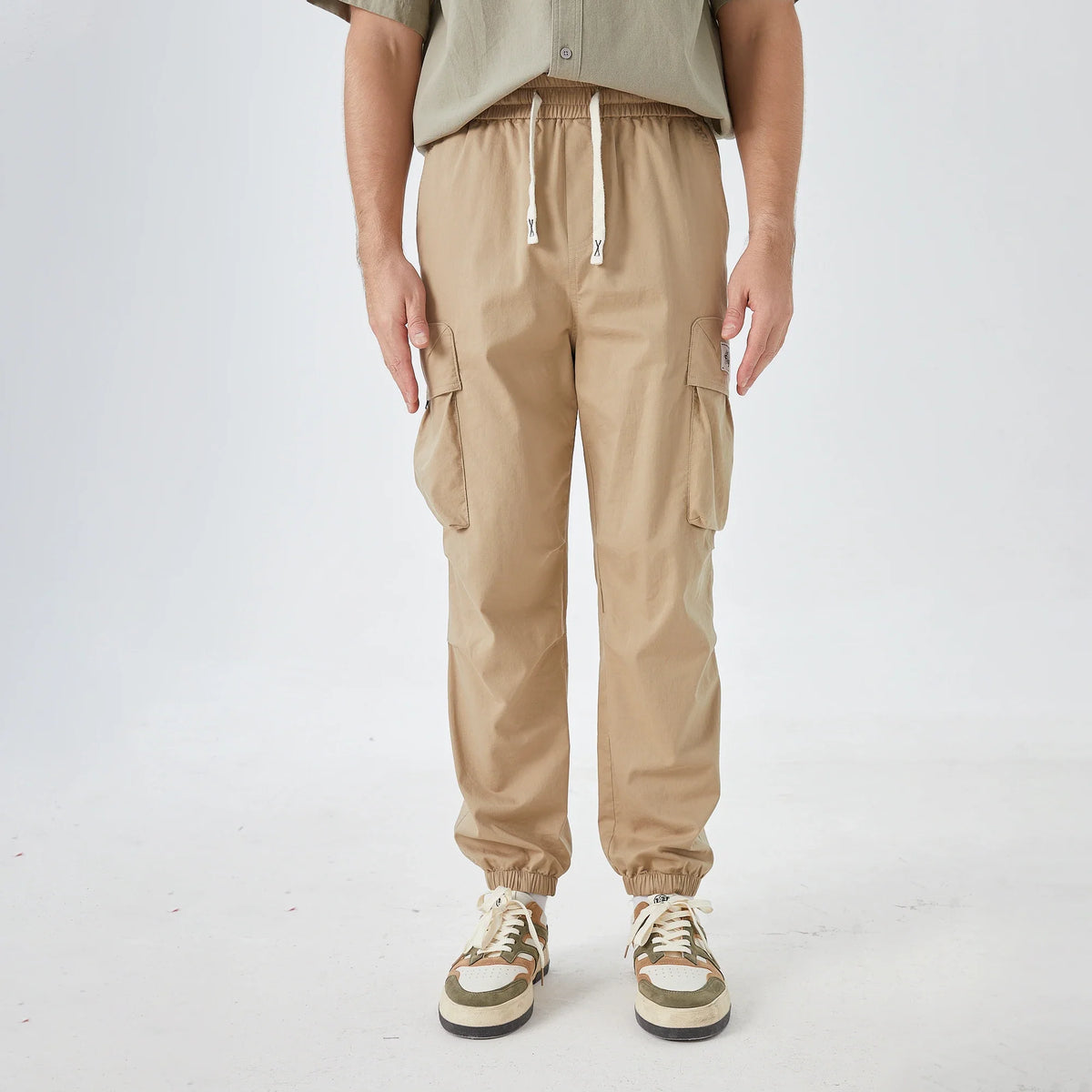 Khaki Badge Street Look Pants for Men Image