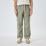 Gray Green Badge Street Look Pants for Men Image