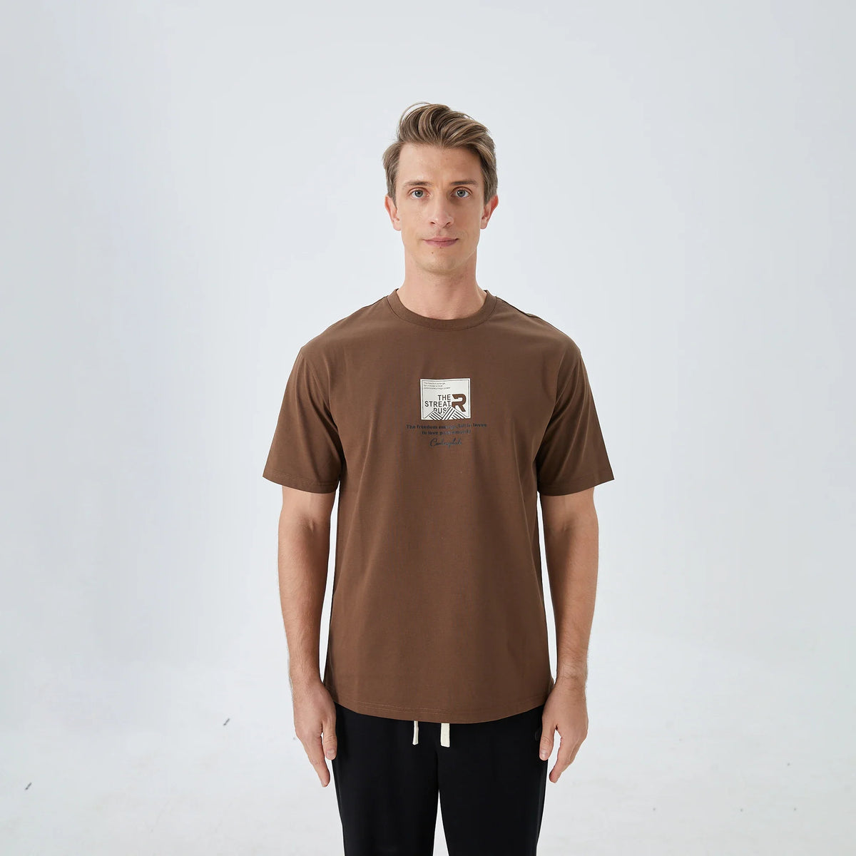 Brown Printed Street Look T.Shirt for Men Image